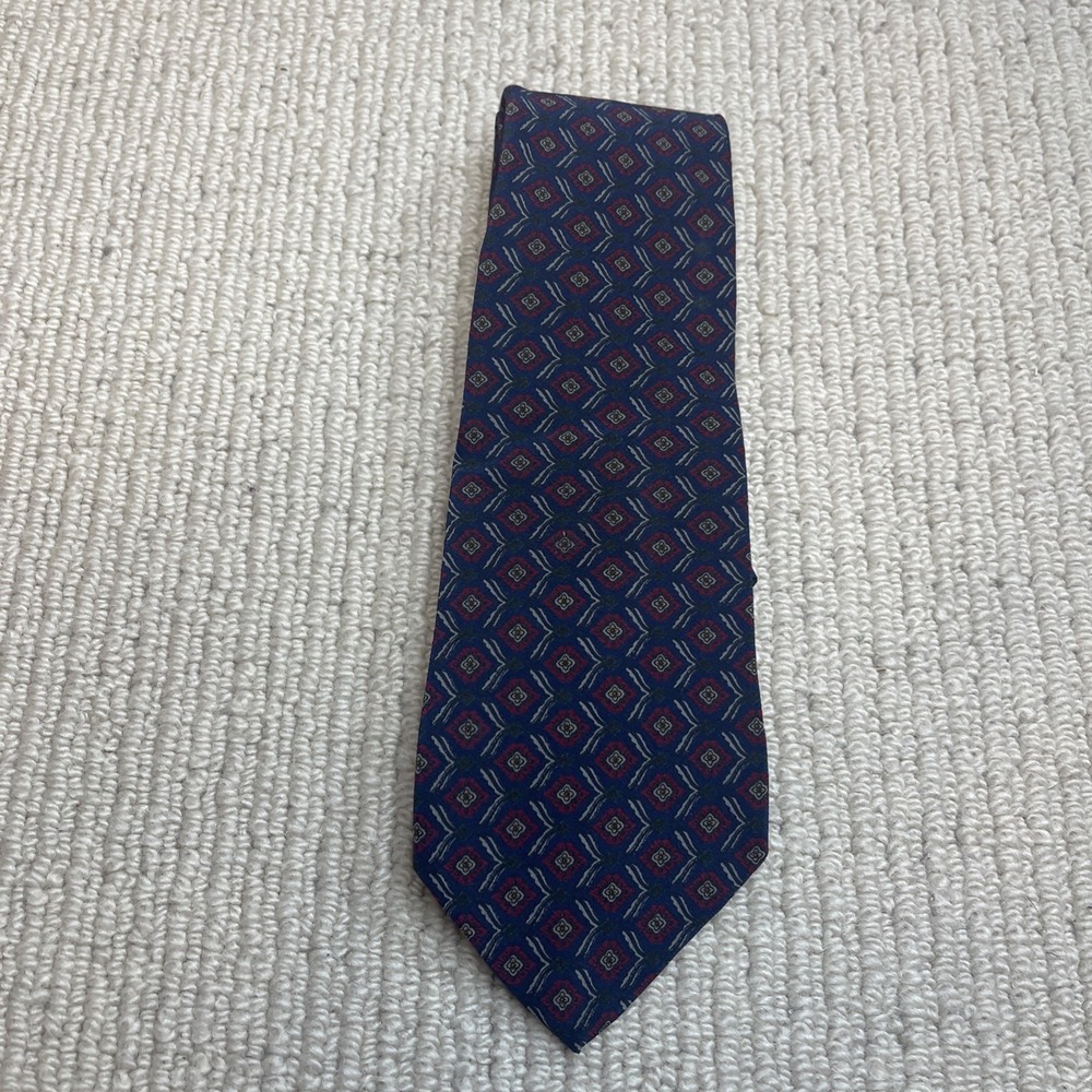 Vintage Christian Dior Monsieur 100% Silk Tie Made in Italy Geometric